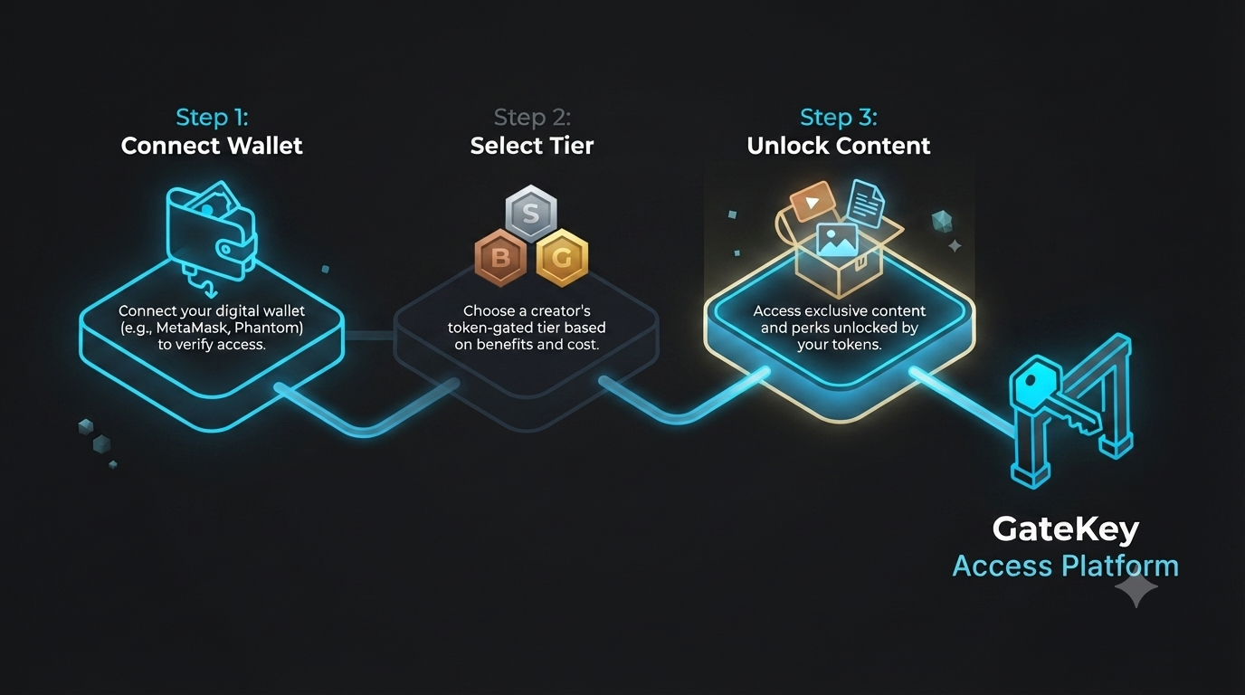 Connect wallet, select tier, unlock content
